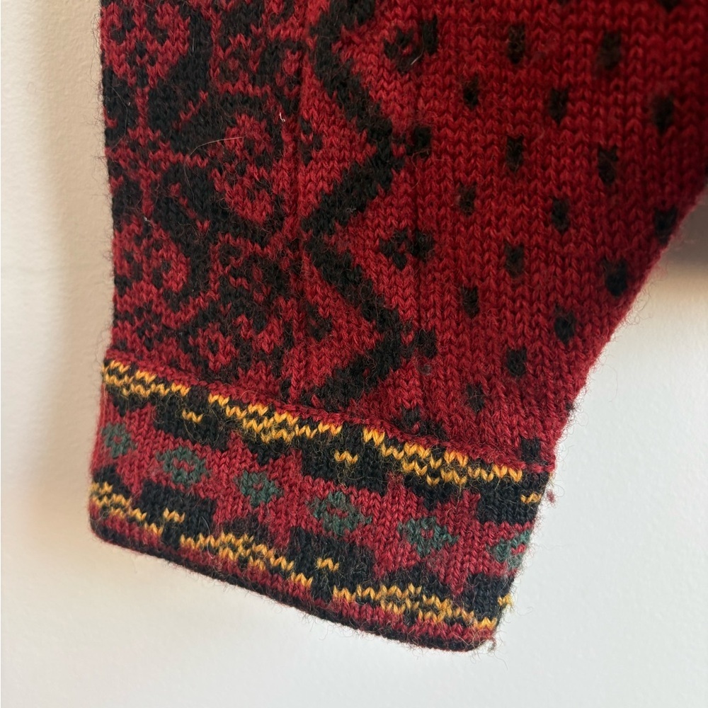 Vintage Windfjord Norwegian Wool Cardigan Red Nordic Sweater 100% Wool XL - Picture 4 of 8